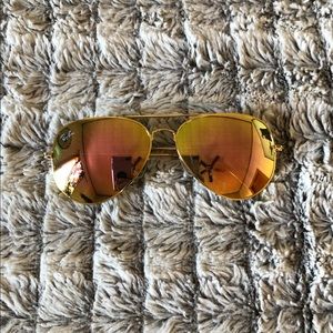 Ray-Ban Aviator Sunglasses- Pink/Gold Mirror
